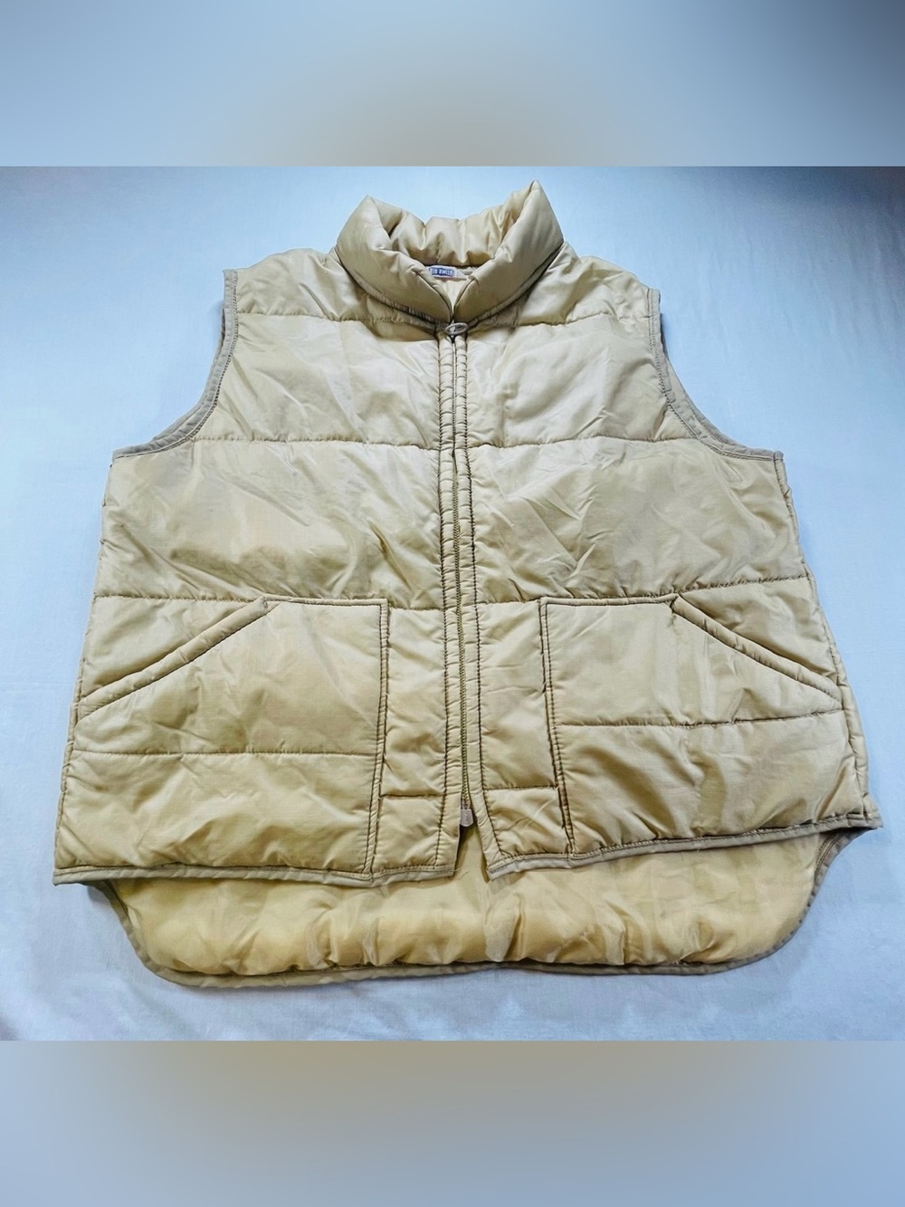 Vintage Big Smith Vest Mens Large Tan Nylon USA Workwear Puffer 70s Hunting